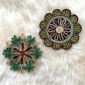 Vintage Rattan Trivet Set of 2